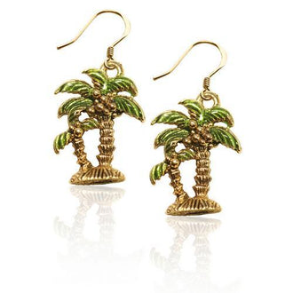 Palm Trees Charm Earrings in Gold