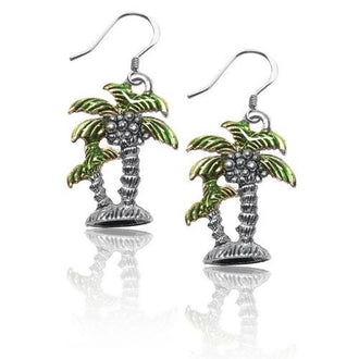 Palm Trees Charm Earrings in Silver
