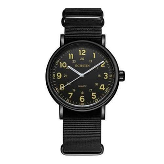 OCHSTIN GQ081B Men Leather Quartz Wrist Watch - Black