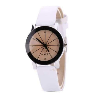 DUOYA XR1976 Women Simple Leather Band Quartz Wrist Watch - White