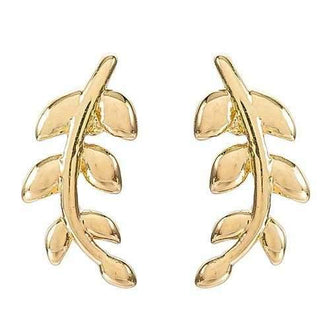 Delicate Gold Color Leaf Stud Post Earring Ear Climber Crawler for Women Party Jewelry Gift - Golden