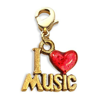 I Love Music Charm Dangle in Gold