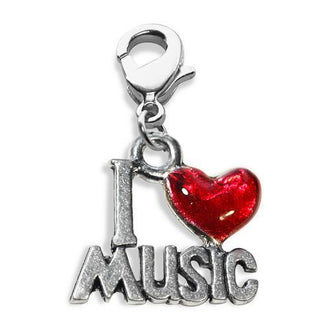 I Love Music Charm Dangle in Silver