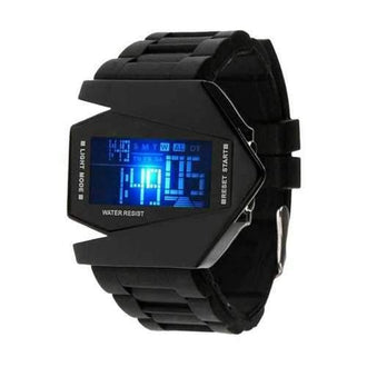 Silicone Strap LED Digital Watch - Black