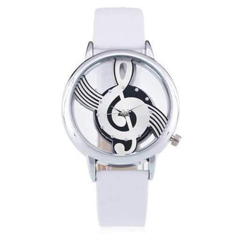 Musical Note Face Analog Watch - White