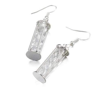 Graceful Glass Crystal Drop Earrings Charm Jewelry - Silver