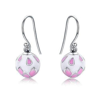 Sterling Silver Flower Petal Ball Hook Earrings - Pink