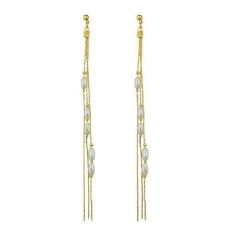 Chain Beads Drop Stud Earrings - Golden