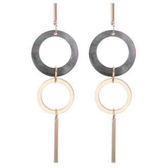 Metal Circle Bar Dangle Earrings - Gold