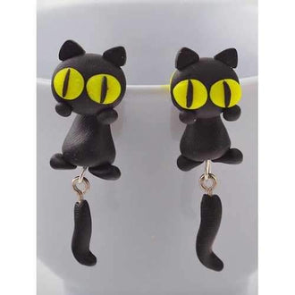 Cute Animal with Tail Front Back Earrings - Yellow