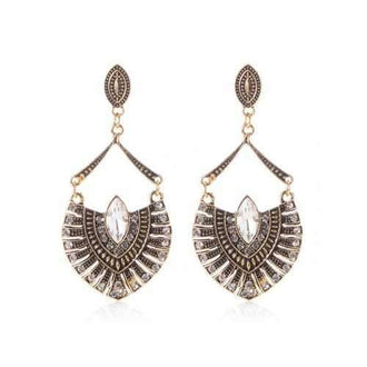 Bohemian Vintage Geometric Shaped Drop Earrings - White