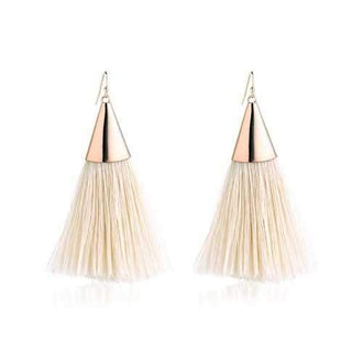 Bohemian Metal Tassel Hook Earrings - Beige