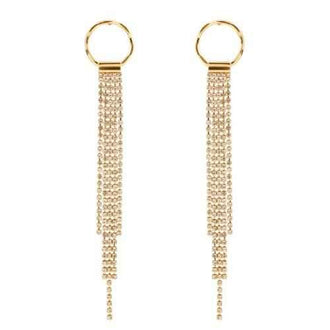 Faux Diamond Metal Fringe Stud Drop Earrings - Gold