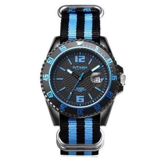 InTimes Sporty Watch with Plastic Case Nylon Band - Blue