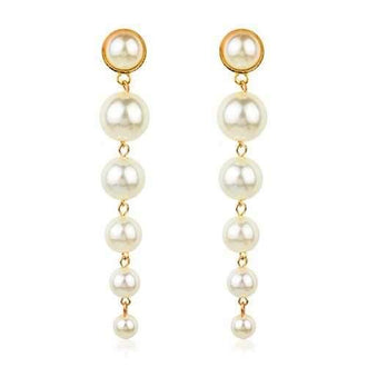 Gradual Faux Pearl Drop Earrings - Gold