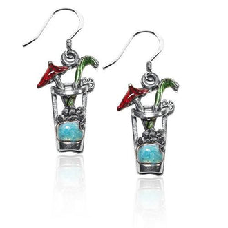 Cocktail Drink Charm Earrings in Silver