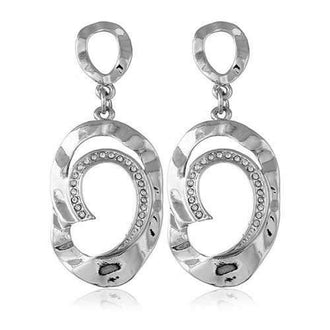 Artificial Diamond Hoop Dangle Earrings - Silver