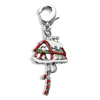 Gingerbread House Charm Dangle in Silver