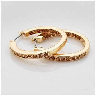 Champagne Dreams Inside Outside Pave Hoop Earrings