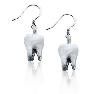 Tooth Charm Earrings in Silver