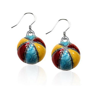 Beach Ball Charm Earrings in Silver