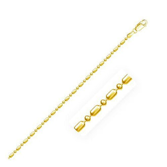 14k Yellow Gold Diamond-Cut Alternating Bead Chain 1.5mm, size 16''