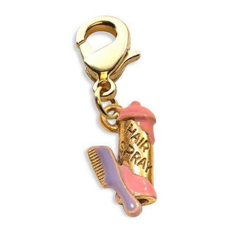 Hair Spray & Comb Charm Dangle in Gold