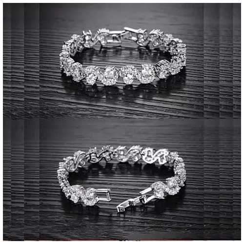 OCEANA Diamond Crystal Bracelets In White Gold Plating