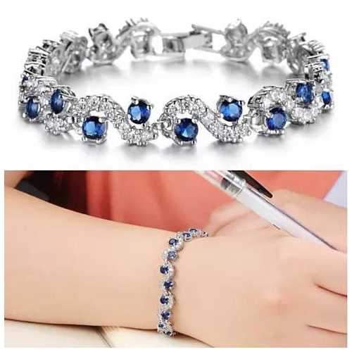 OCEANA Diamond Crystal Bracelets In White Gold Plating