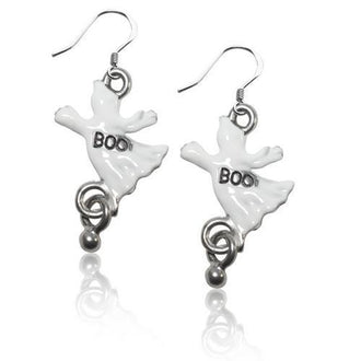 Ghost Charm Earrings in Silver