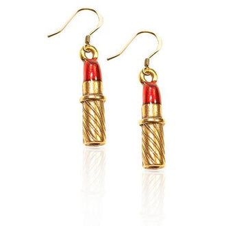 Lipstick Charm Earrings in Gold