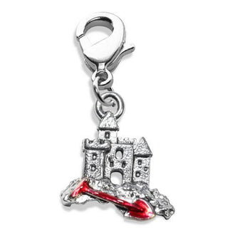 Sandcastle with Shovel Charm Dangle in Silver