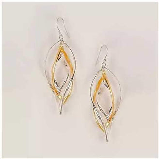 CHARMING WINDCHIME Gold And Silver Mix On 925 Sterling Silver Earrings