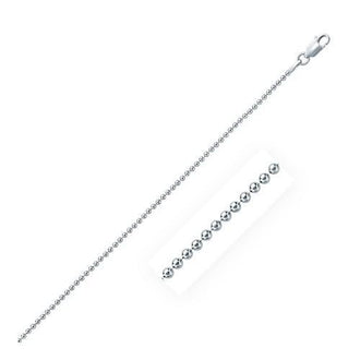 Rhodium Plated 1.8mm Sterling Silver Bead Style Chain, size 18''