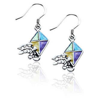 Kite Charm Earrings in Silver