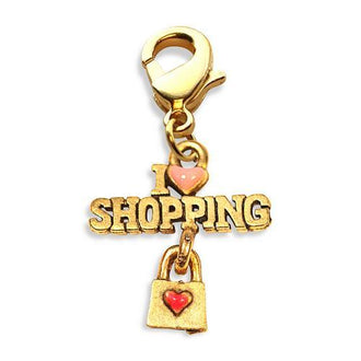 I Love Shopping Charm Dangle in Gold