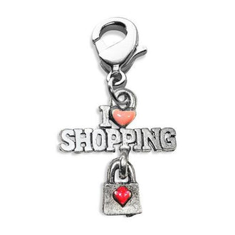 I Love Shopping Charm Dangle in Silver