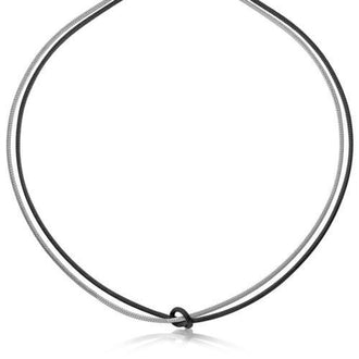 Sterling Silver Wheat Knot Design Necklace with Rhodium and Ruthenium Plating, size 18''