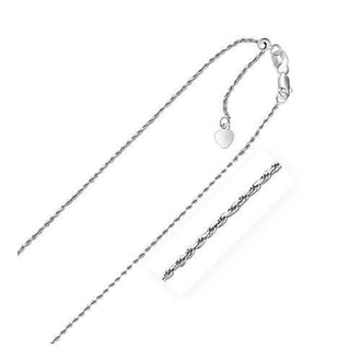 10k White Gold Adjustable Rope Chain 1.0mm, size 22''