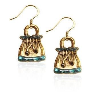 Drawstring Purse Charm Earrings in Gold