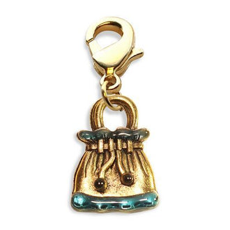 Drawstring Purse Charm Dangle in Gold