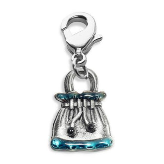 Drawstring Purse Charm Dangle in Silver