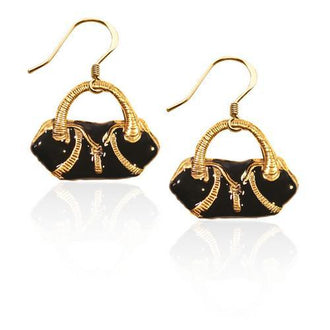 Flap Purse Charm Earrings in Gold