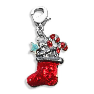 Christmas Stocking Charm Dangle in Silver