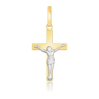 14k Two-Tone Gold Crucifix Motif Pendant