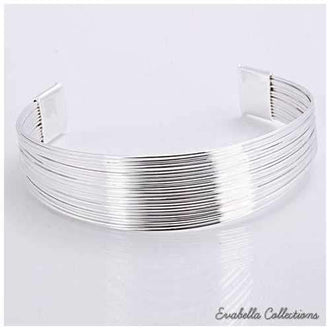 Simplicity Silver Cuff Italian Design Bracelets design by Evabella Collections
