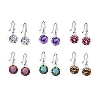 Colorful Diamonds in the Sky Drilled Austrian Crystal Diamond on a Sterling Silver hook earrings