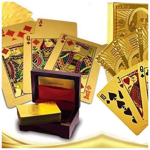 Our WIN! WIN! 24 kt Gold or Silver Plated playing cards in a laminated Jewel box