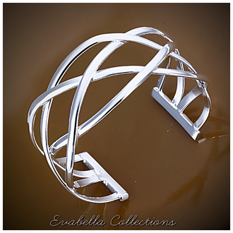 XO Cuff Style Bracelets polished in Silver