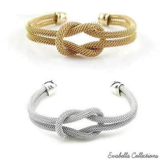 Love me! Love me! Knot Cuff Bracelet in Antique Gold and Silver Tone